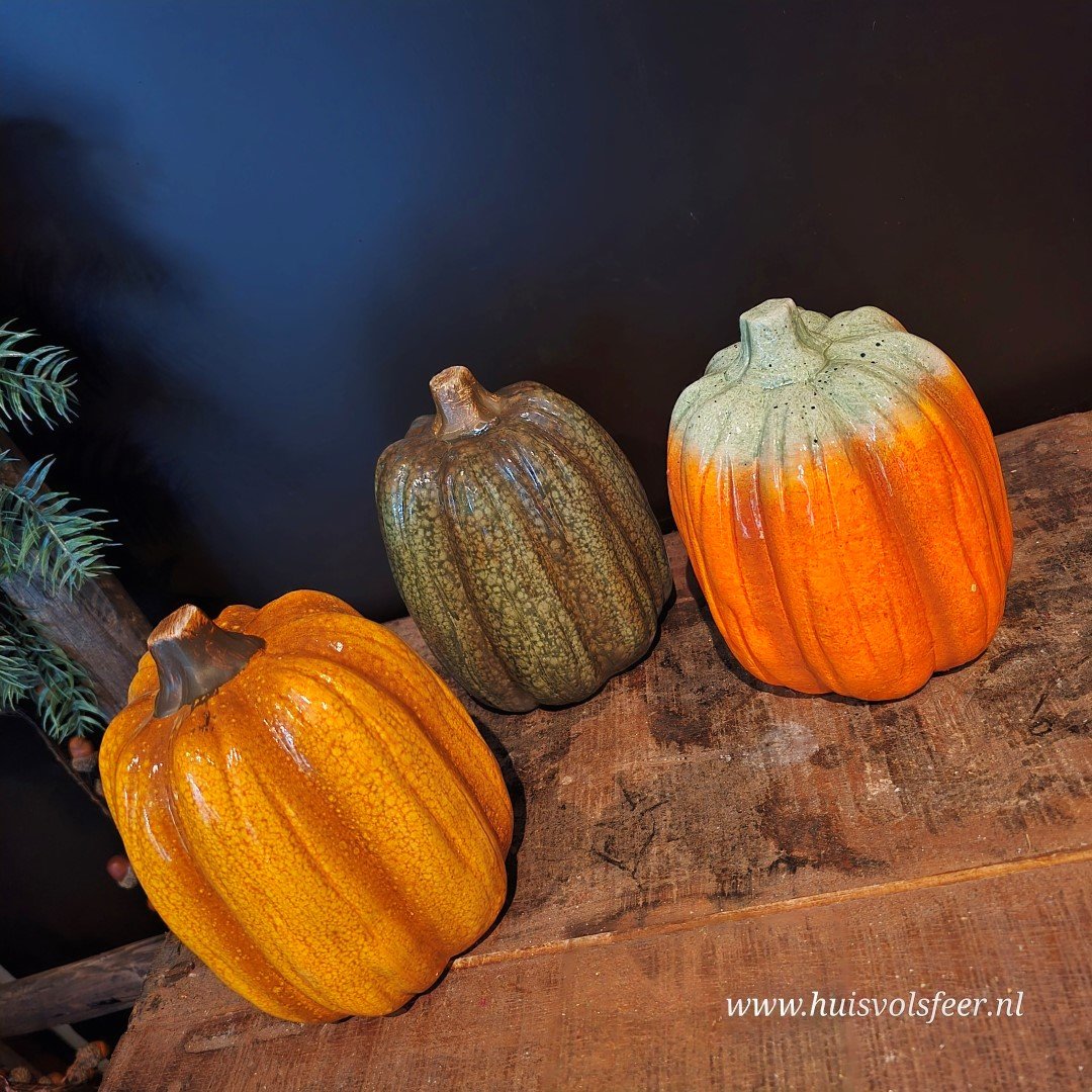 Pompoen Keramiek Hoog- Groen || 17 cm - Afbeelding 3