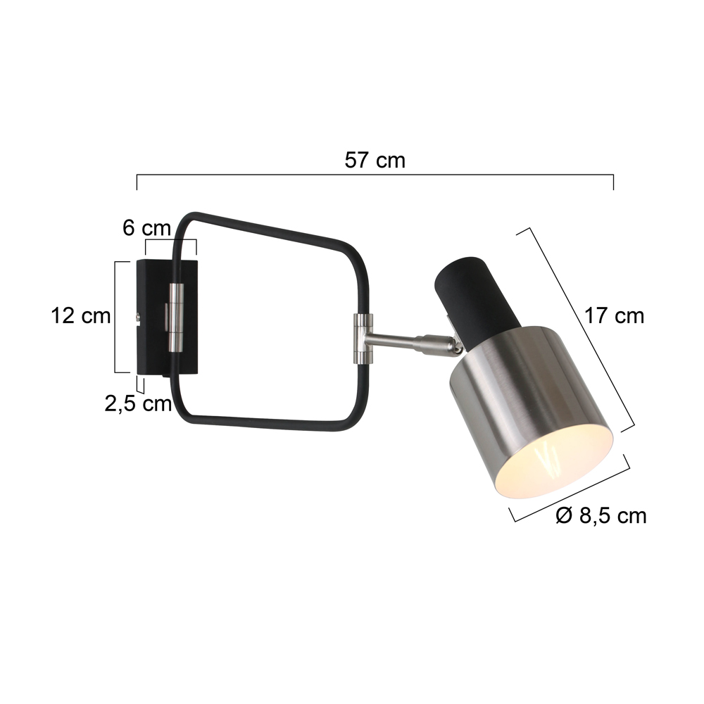 Industriële wandlamp Fjorgard zwart - Afbeelding 6